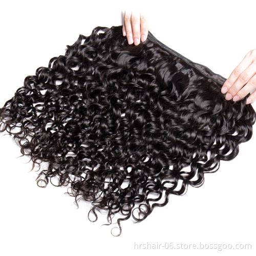 Brazilian Water Wave Human Hair Bundles With Closure Peruvian Wet and Wavy Hair 4 Bundles Human hair